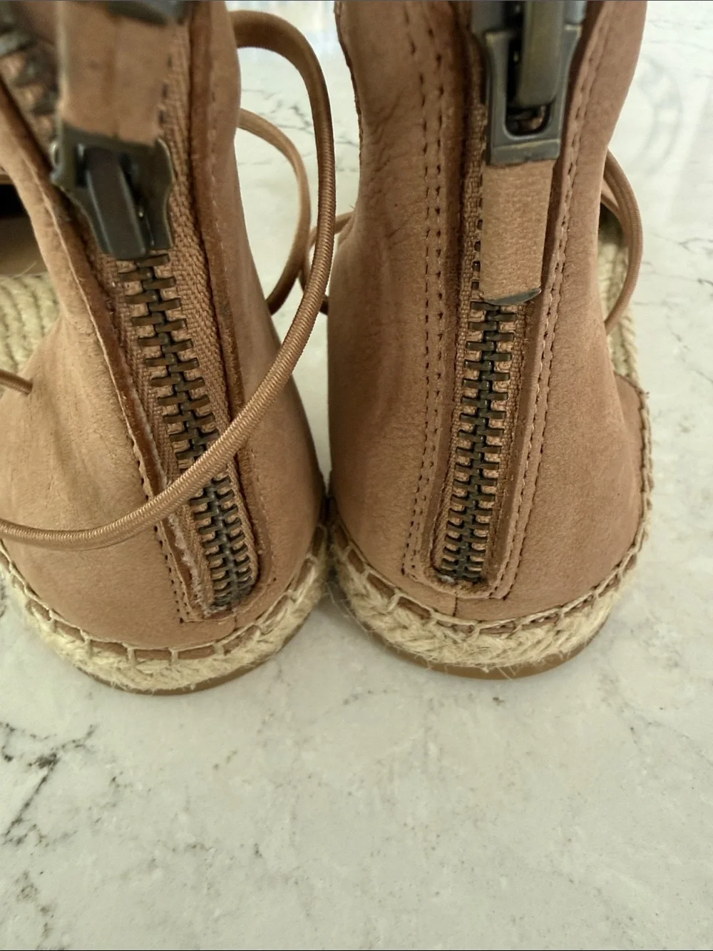Eileen Fisher Blush Tan Lace-Up Espadrille Flats